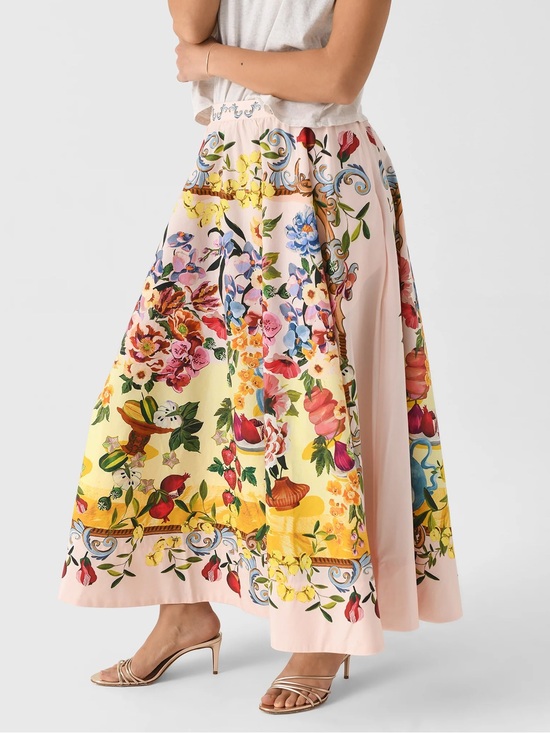 FARM Rio Dresses & Skirts - FARM Rio Pink Garden Terrace Organic Cotton Midi Skirt